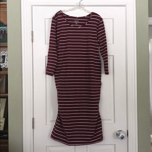 Burgundy striped maternity dress